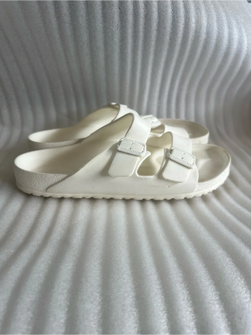 Men’s Birkenstock White Two-Strap Slide Sandals